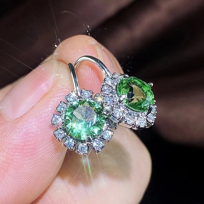 Women's Drop Earrings Green Zirconia dangle earrings drop earrings pendant earrings long earrings dome teardrop earrings