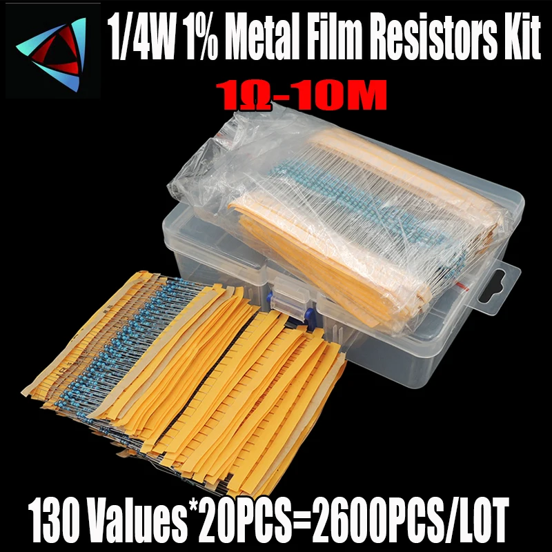 2600pcs 130 Values 1/4W 0.25W 1% Metal Film Resistors Assorted Pack Kit Set Lot Resistors Assortment Kits Fixed capacitors|resistor assorted kit|metal film resistorfilm resistors - AliExpress