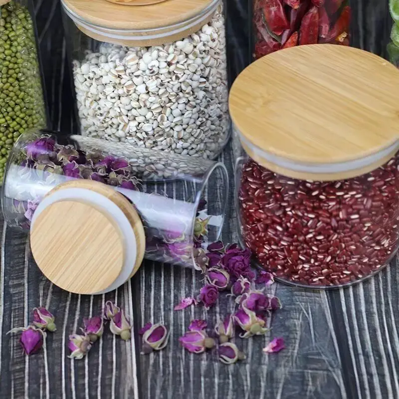 2PCS 100/150/200/250/300/350/400ml Glass Storage Bottles Grains Spice Tea Leaf Coffee Beans Candy Food Jars Kitchen Containers 6