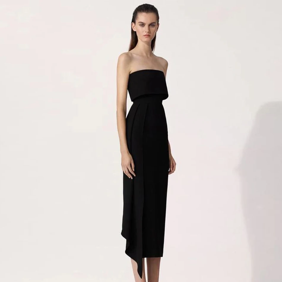 

ADYCE 2020 New Summer Bandage Dress Lady Sexy Strapless Black Sleeveless Asymmetric Bodycon Evening Bandage Dress Vestidos