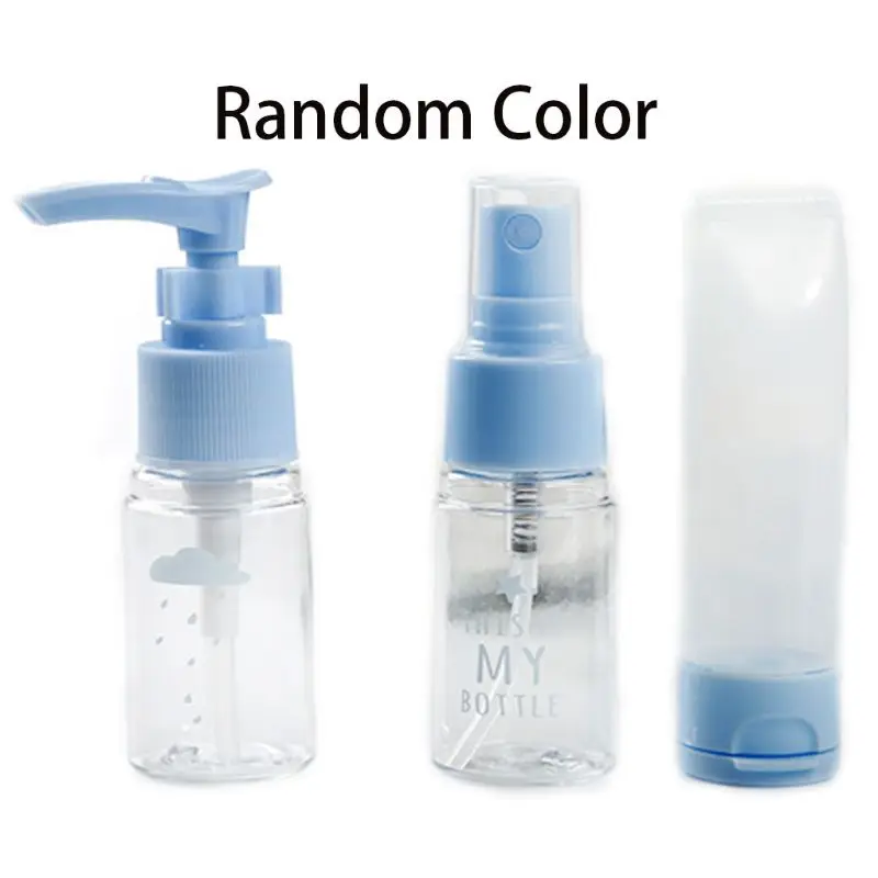 3Pcs/Set Fresh Style Portable Mini Makeup Container Refill Empty Bottles Cute Rainy Cloud Print Plastic Dispenser Organizer X5XC