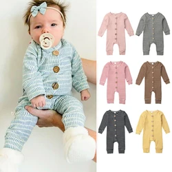 Baby Children Rompers for Autumn Long Sleeve Striped Jumpsuits for Boys and Girls 2021 Infants Cotton Clothes