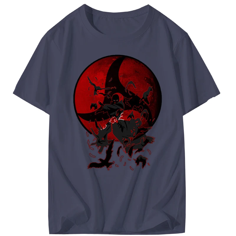 

Male Tops Itachi Uchiha Men's Ninja T-shirt Naruto Brothers Stunning Pop Logo Top Black T-Shirt Cotton Clothes Japan