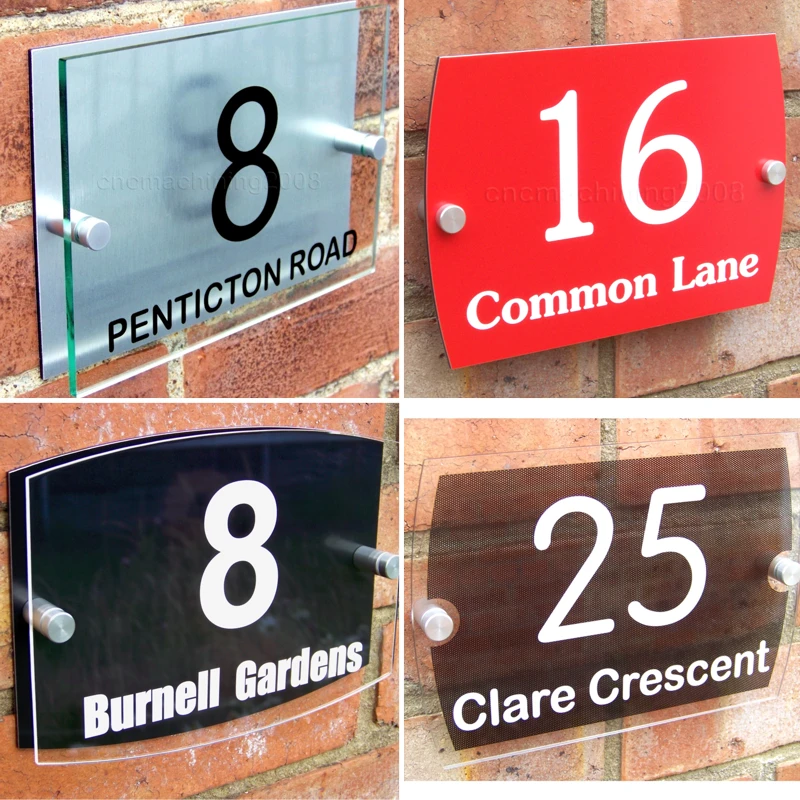 Customized Modern Scrub Outdoor Acrylic Home Door Street Number Address Sign