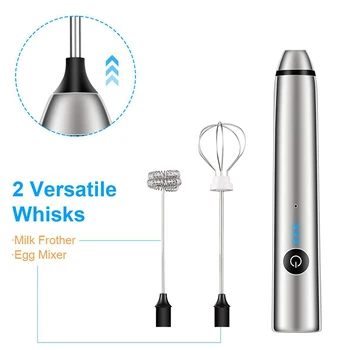 

3-Speed USB Electric Milk Frother Foam Maker Whisk Mixer Handheld Rechargeable Coffee Egg Beater Drinks with Stand