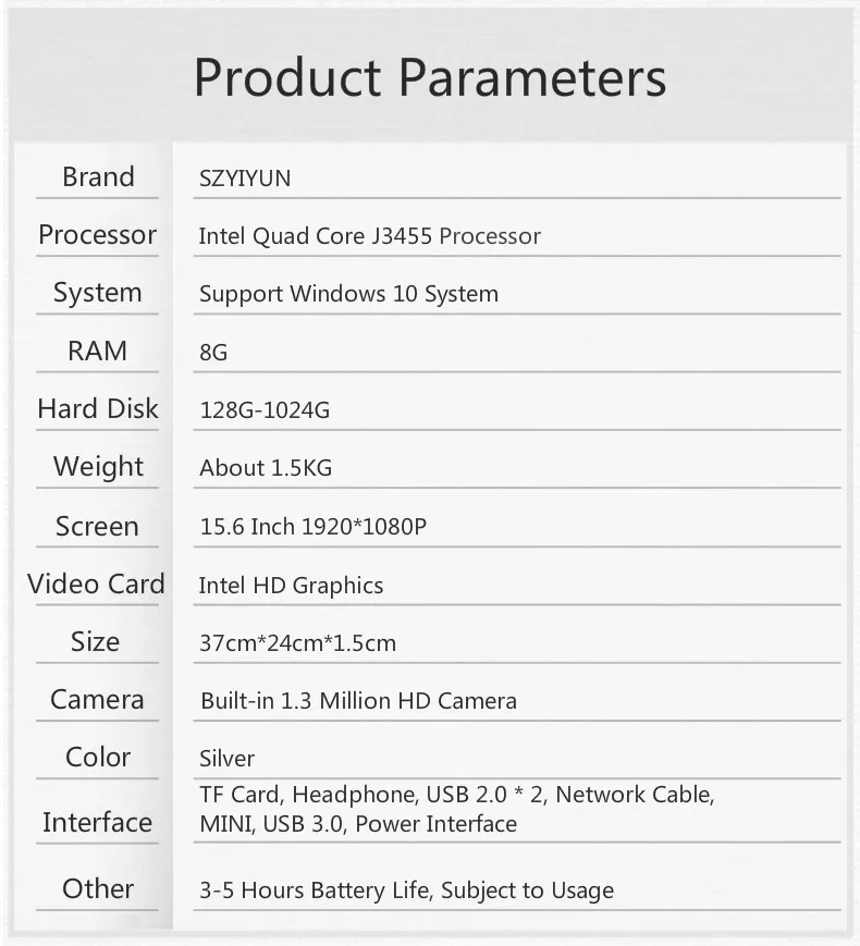 Ноутбук 15,6 дюймов J3455 Intel 8 ГБ ОЗУ 60 Гб 128 г 256 г 512 г 1024 г SSD портативный нетбук четырехъядерный бизнес офисный ноутбук компьютер