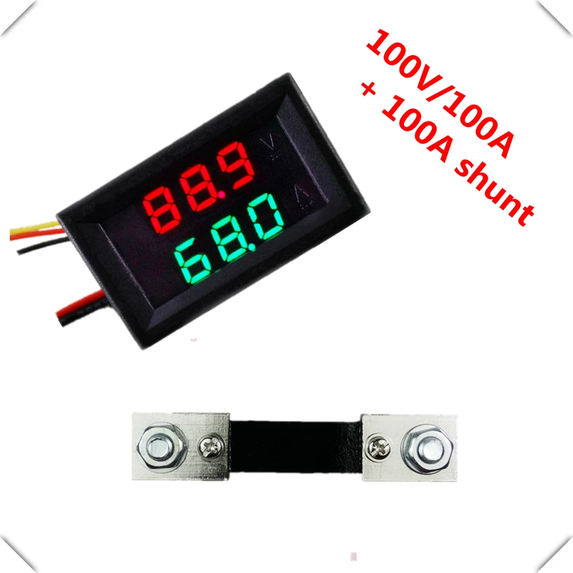 

0.28 Digital Ammeter Voltmeter DC 0-100V/100A Voltage current meter car LED Display color with shunt