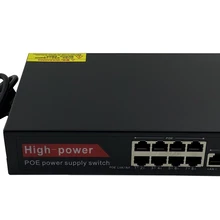 10 портовый сетевой коммутатор PoE 8CH PoE инжектор питания по Ethernet 100 Мбит/с IEEE802.3af/at 1,2+/3,6-DC52V 150 Вт металлический корпус