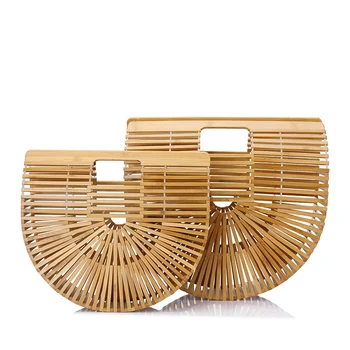 

LOVEVOOK handbags women bamboo top handle bags female causal totes small hollow rattan bag beach bags for summer 2020 Bohemia
