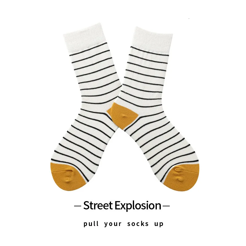 Orangesockstripe SP& CITY персональные Модные полосатые хлопковые мужские счастливые носки зимние толстые Повседневные носки для пары носки для скейтбординга оригинальные - Цвет: Orangesockstripe