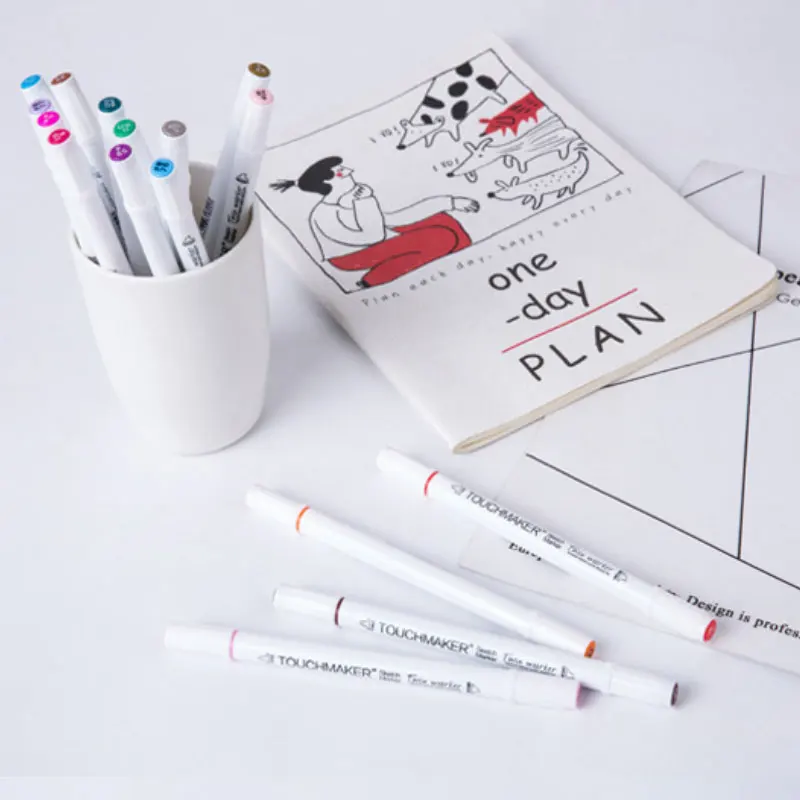 

24/36/48 Colors Dual Head Water Based Tip Fine Brush Artist Graphic Sketch Manga Drawing School Stationery Supplies Marker Pen