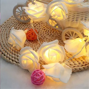 

3M 20led Battery LED Rose Christmas Lights Holiday String Lights Valentine Wedding Decoration Flower Bulbs LED Lamp