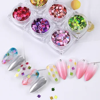 

6 Box Multicolor Sequins Nail Art Glitter Flakes Maple UV Gel Polish Tool Paillette Gold Foil Manicure Nail Powder Decoration