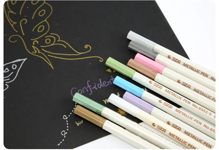 10 цветов STA металлические цветные чернила Вода Мел Ручка для скрапбукинга фотоальбом рисунок вода цвет художественный маркер гелевые ручки канцелярские