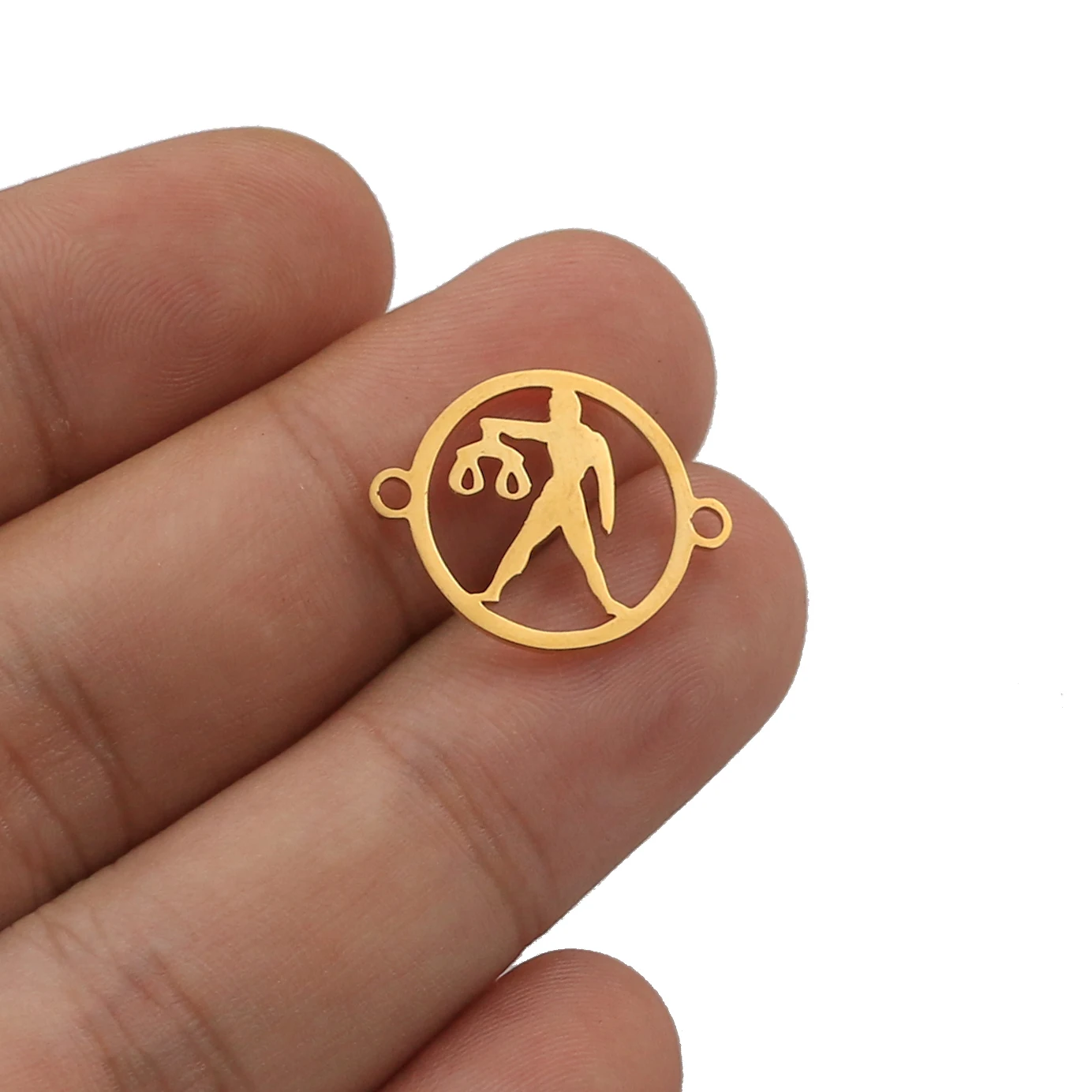 Gold libra 5 шт./лот из нержавеющей стали 12 созвездий Подвески подходят шарм для соединения браслета браслет ожерелье для ювелирные украшения сделай сам изготовление - Цвет: Gold libra
