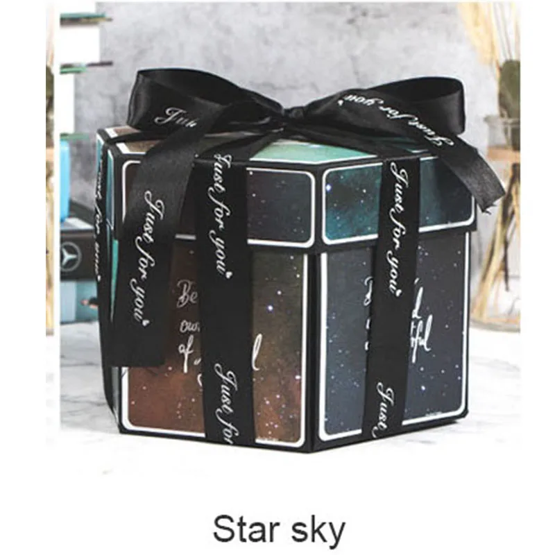 star sky Подарочные коробки на День святого Валентина, шестигранная Подарочная коробка, взрывная коробка с сюрпризом, ручная работа, скрапбук, фотоальбом, Свадебный для Рождества - Цвет: star sky