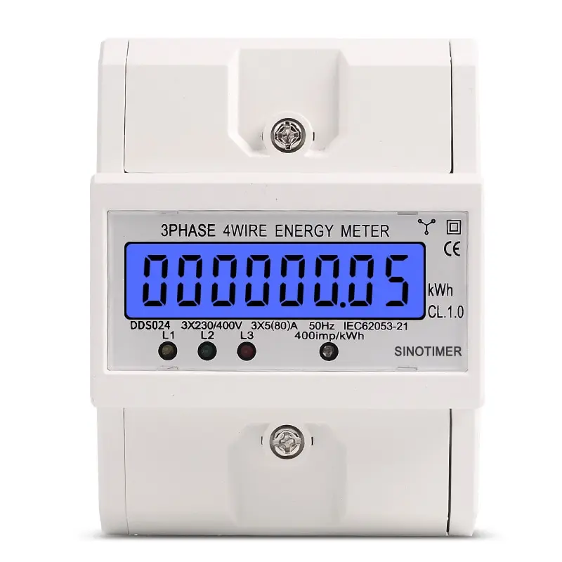 Din Rail 3 фазы 4 провода электронный счетчик Мощность потребление энергии метр