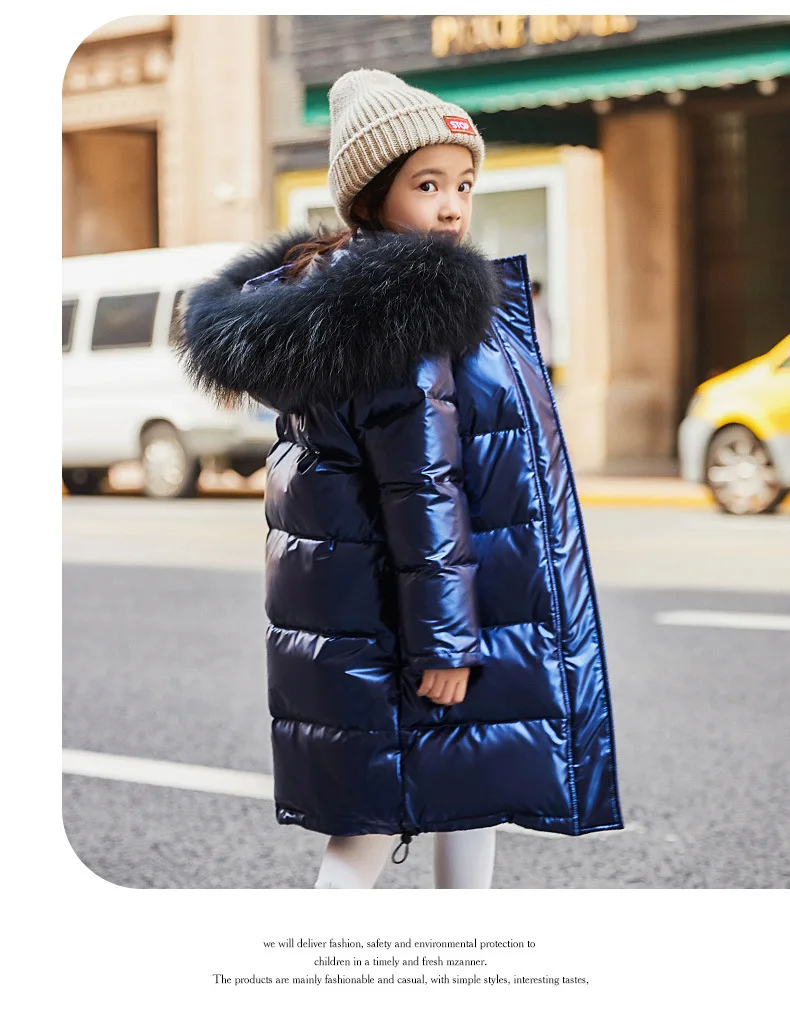 Детское зимнее пальто для девочек, блестящая Водонепроницаемая зимняя куртка-пуховик для девочек, От 5 до 14 лет, детские парки для подростков, Doudoune Enfant