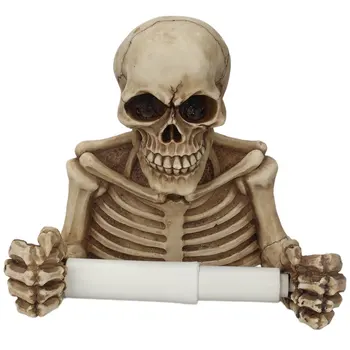 

Medieval Novelty Toilet Paper Holder Spooky Grinning Skull Shape Gothic Skeleton Wall Hanging Halloween Decor Sculptures