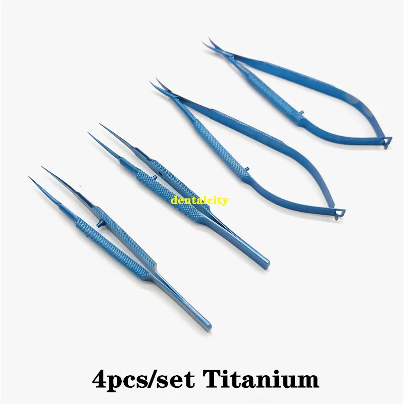 12.5cm stainless steel scissors+Needle holders+tweezers Ophthalmic microsurgical instruments surgical tools 4pcs/set
