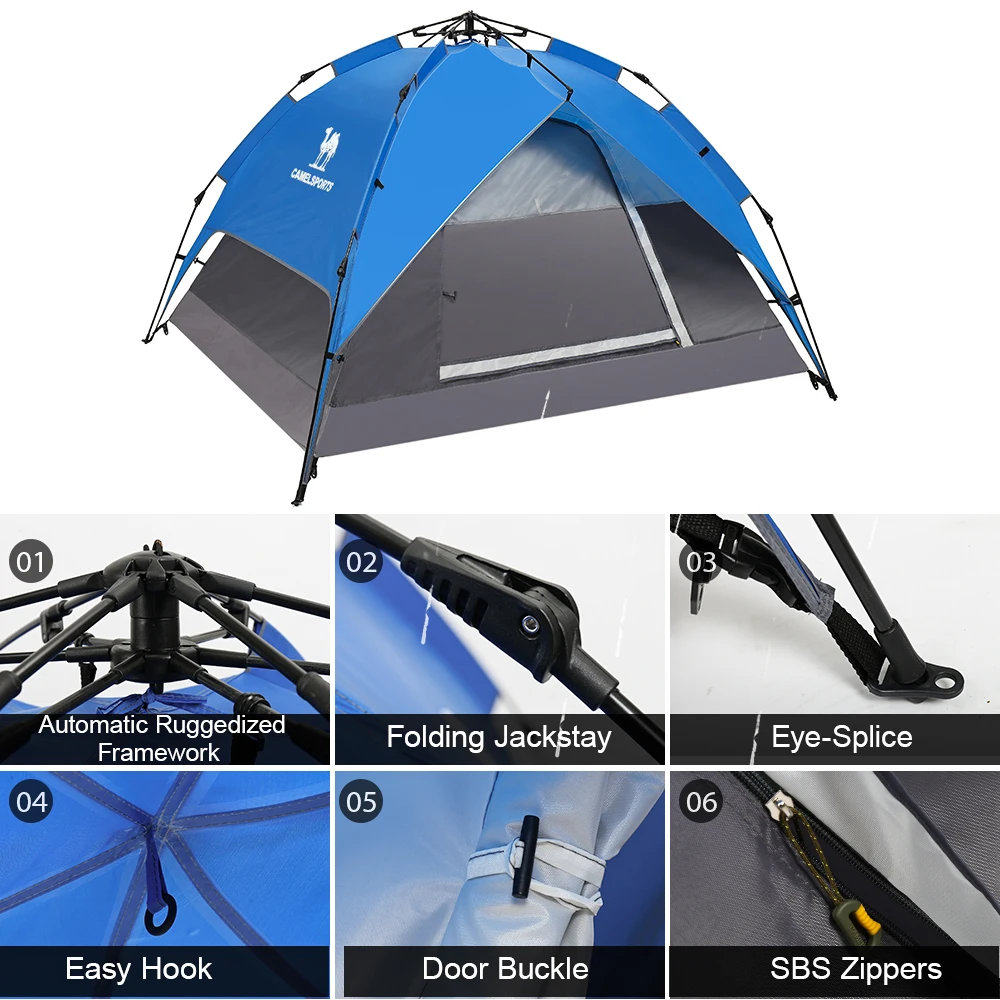 CAMEL 3-4 человек двухслойная направляющая веревка автоматическая палатка 150D Оксфорд водонепроницаемые палатки Открытый Кемпинг путешествия палатка Кемпинг палатки