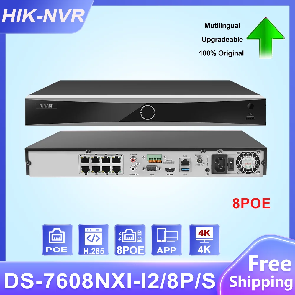 

HIK 8CH 16CH 1U POE AcuSense 4K NVR DS-7608NXI-I2/8P/S DS-7616NXI-I2/16P/S Facial Recognition SATA CCTV Video Network Recorder