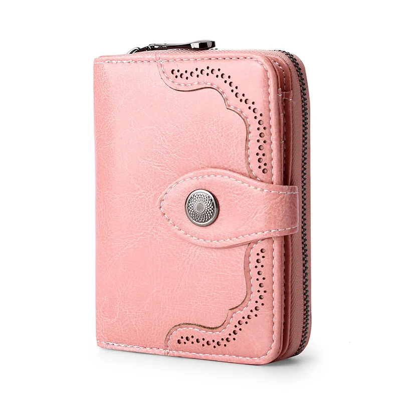 

New Women's Credit Card Holder Fashion Design Short Wallet High Quality Genuine Leather ID Cards Case Wallet Cwohide Purse Bag