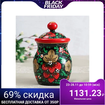

Bank for bulk products "Khokhloma", 16cm, hand-painted 5104210