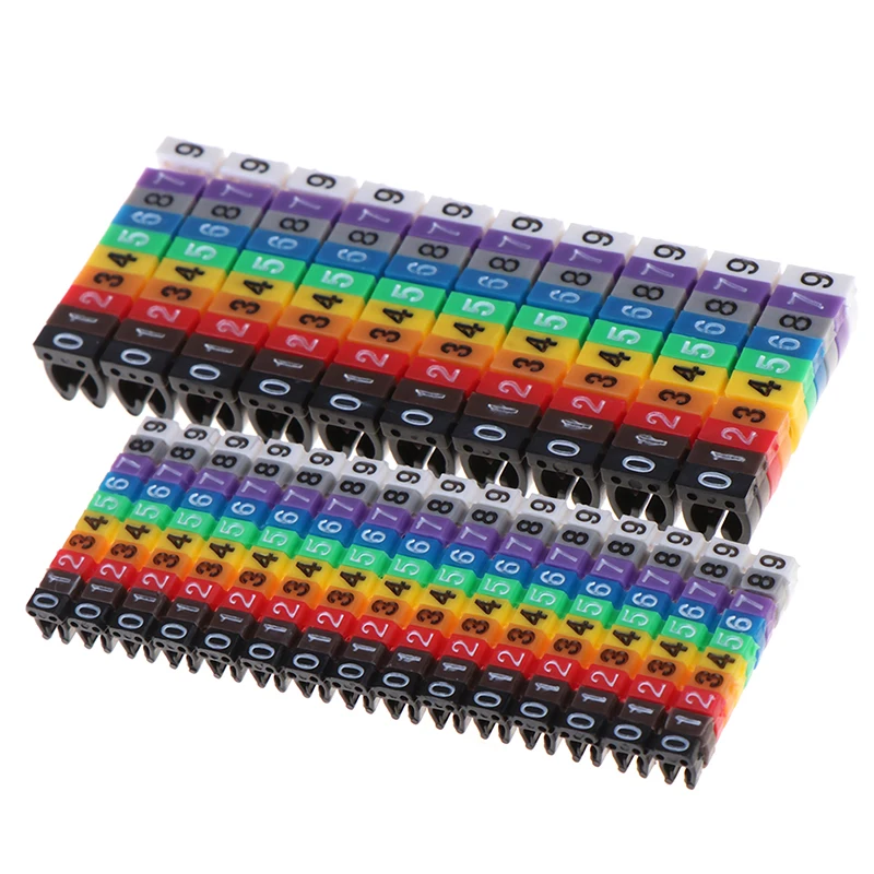 

150 Pcs/lot Cable Markers Colourful C-Type Marker Number Tag Label For 2-3mm Wire