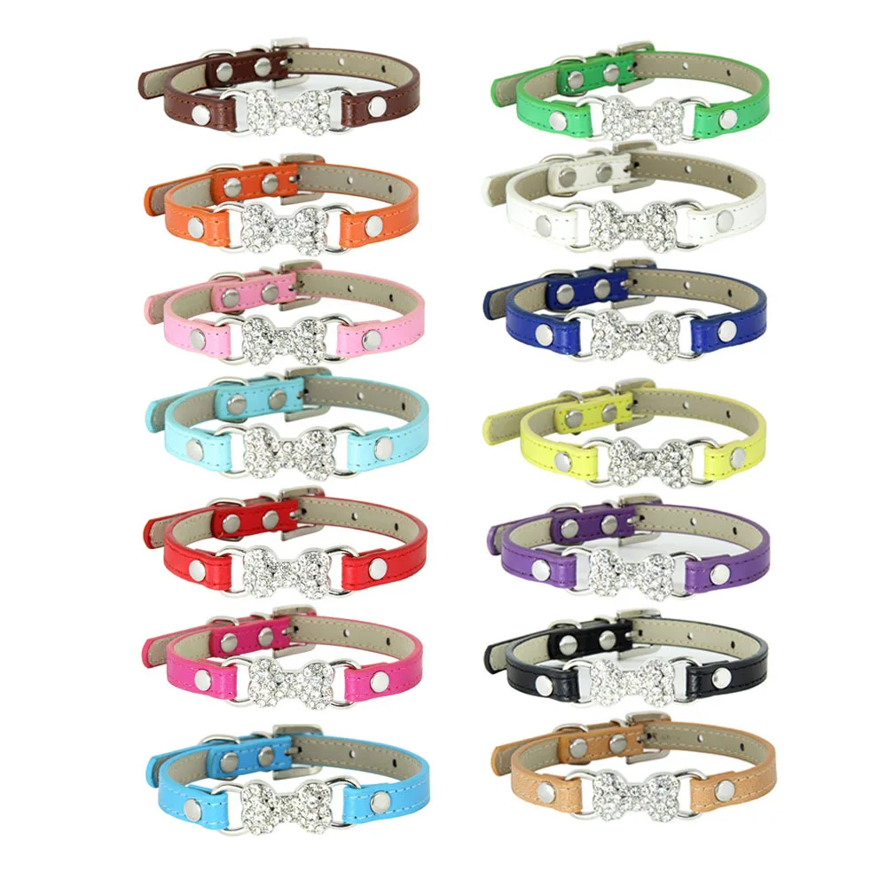 

Pet Dog Collar With Diamond Bone Adjustable Dogs Cats Collar Control Handle Training Pet Cat Dog Collar Pet Supplies Products