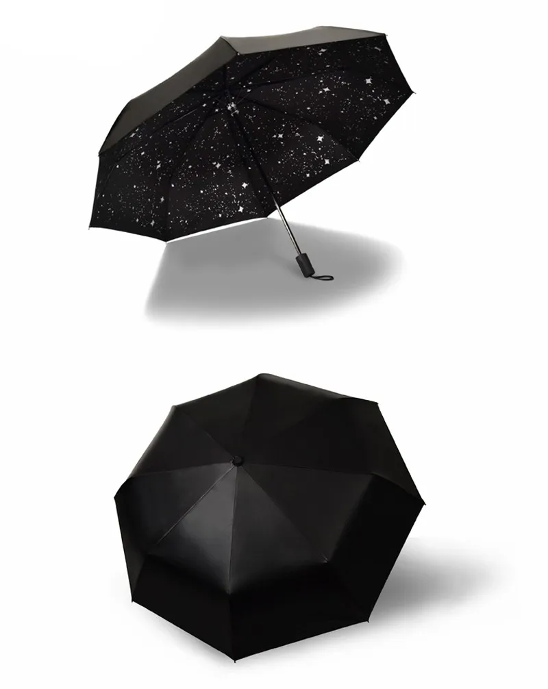 Fashion Black Stars Women Umbrella Three Fold Wind Resistant Anti UV Sun Umbrella Sunny And Rainy Dual-use Male Parasol13