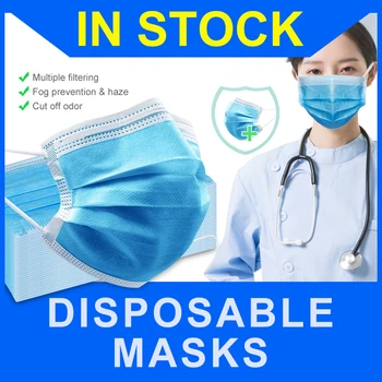 

Disposable Masks 2/100 pcs Mouth Mask 3-Ply Anti-Dust Nonwoven Elastic Earloop Salon Mouth Face Masks
