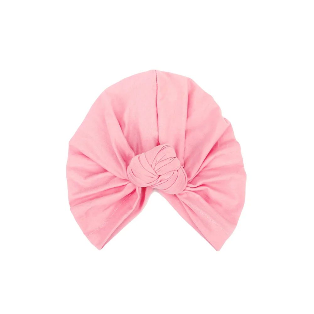 Pink Дамская Женская шляпа в индийском стиле с узелком, тюрбан, эластичная одноцветная шапка - Цвет: Pink