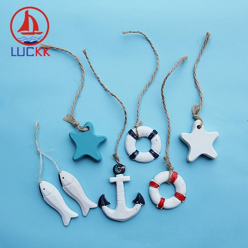 

LUCKK Mediterranean Style Creative 13 Style Furnishing Mini Anchor Fish Nets Crafts Accessories Starfish Buoy Pendant Sea Decor