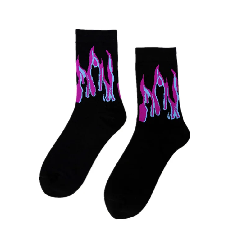 Женские Модные Носки с рисунком пламени в стиле хип-хоп, забавные мужские носки, Жаккардовые Носки с рисунком пламени, уличные хлопковые носки для скейтборда, Мужская Уличная одежда - Цвет: 3