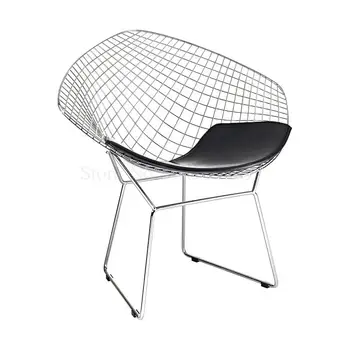 

Metal Chair Nordic Designer Not Embroidered Steel Art Hollow Mesh Chair Clothing Store Photo Light Luxury Single Sofa Chair