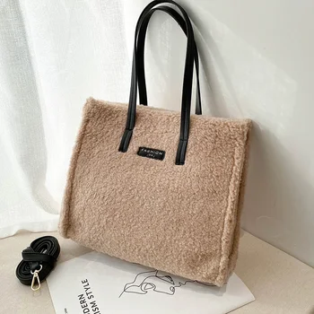 

Large Capacity PU Leather Shoulder Crossbody Bags for Women 2020 Trending Sheep Hair Leather Handbag Designer Luxury Tote Bag