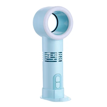 

USB Handheld Mini Cooler Leafless Fan Rechargeable Portable Desktop Lighted Air Cooler Three Tooth Leafless Fan