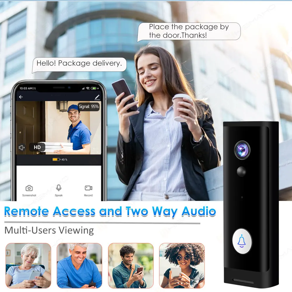 Mini videocitofono WIFI senza fili citofono campanello wireless con APP