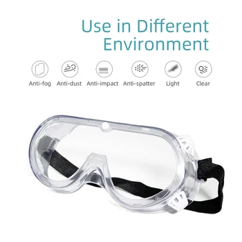 

Safety Goggles Clear Protective Eyewear Glasses with Adjustable Band Anti-Fog Anti Chemical Resistant Eye Protection Glasses