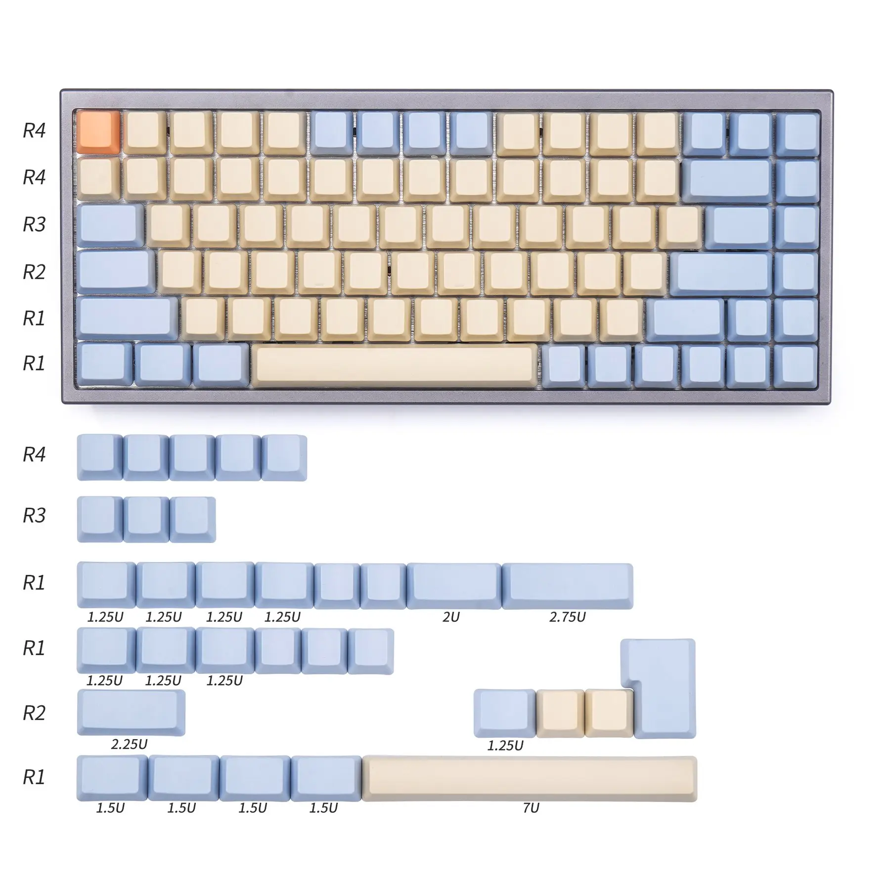 Набор чистых колпачков клавиш PBT OEM для механической клавиатуры MX под