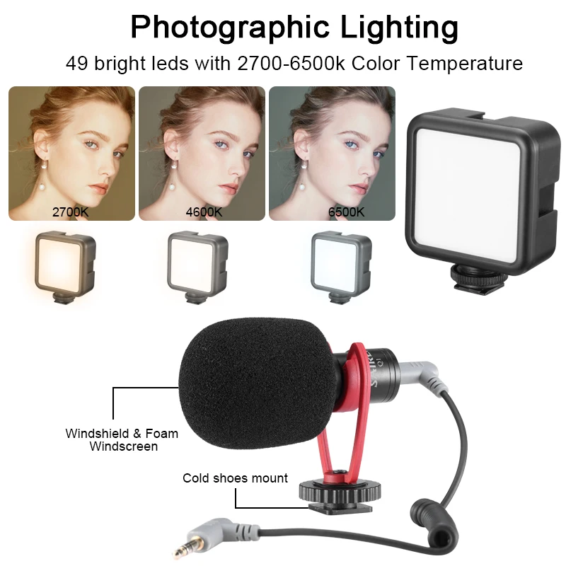 Dslr Slr Vlog Tripé Kit Cold Shoe Phone Mount Suporte para Microfone Luz Led Mini Tripé para Iphone 13 Sony Ulanzi-mt08 - Image 2