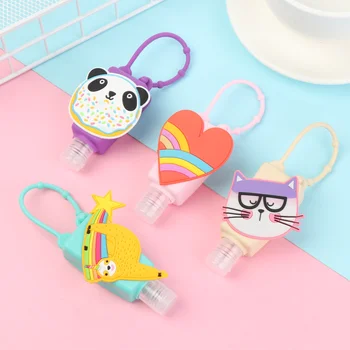 

5Pcs 30ml Cartoon Owl/Panda/Cat Mini Bottle Portable Gel Silicone Hand Sanitizer Bottle Removable Travel Cover Liquid Dispenser