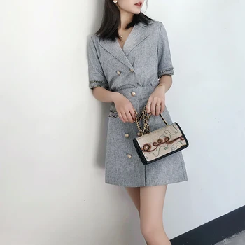 

Elegant 2020 Spring Summer New Fashion Mini Skirt Suits 2 Piece Set For Women Slim Chic Retro Blazer Jacket & Office Suit WS230