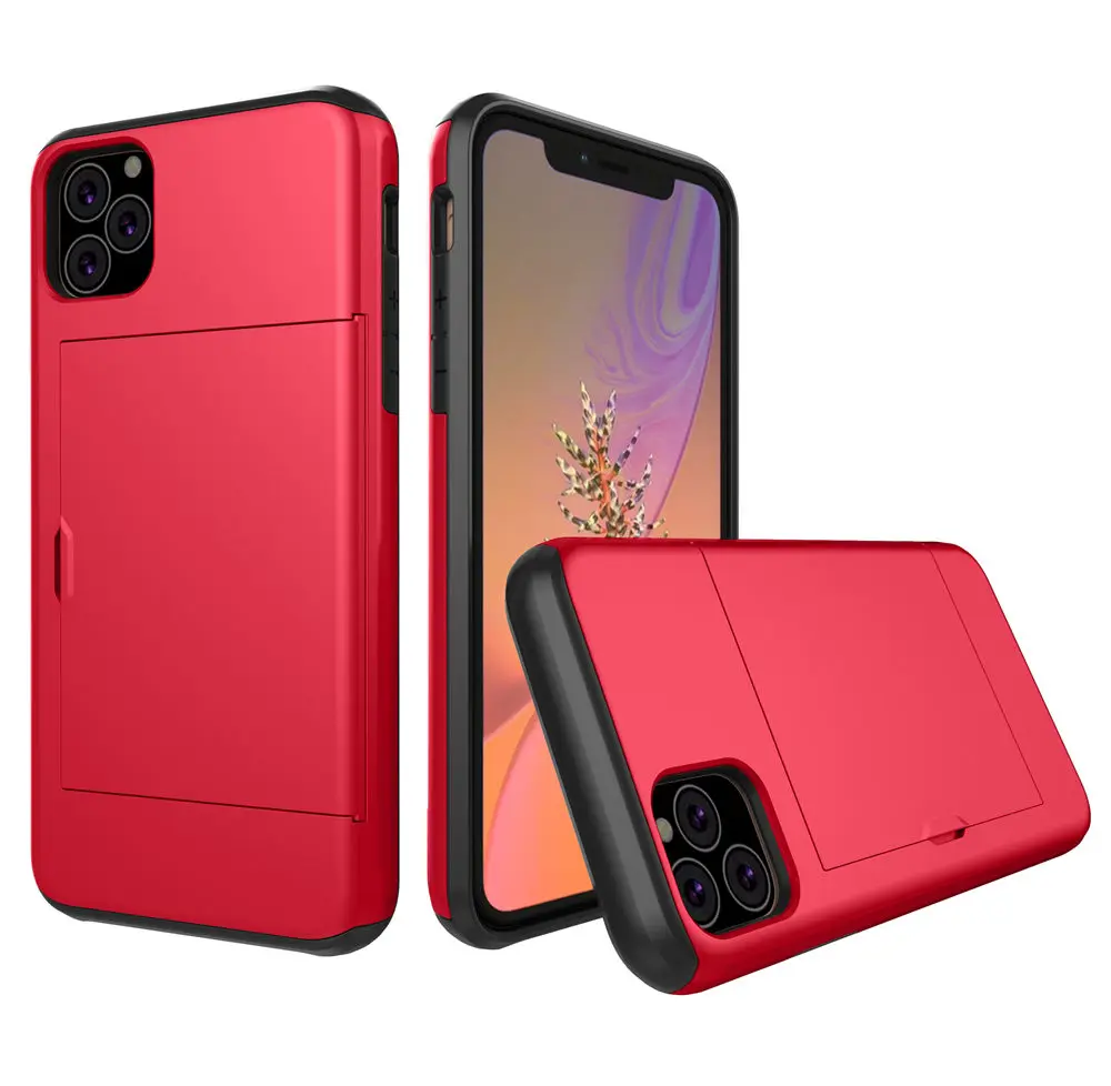 Чехол для iPhone 11 Pro Max XI 5 5S SE 6 6S 7 8 Plus XS XR чехол Slide Armor бумажник слоты для карт чехол для iPhone 11Pro 10 XS MAX - Цвет: Red