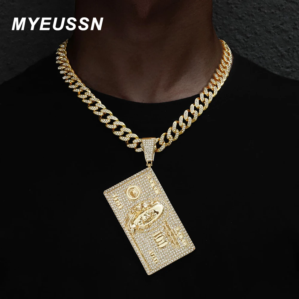 Drill Cuban Chain Neckalce Pendant 