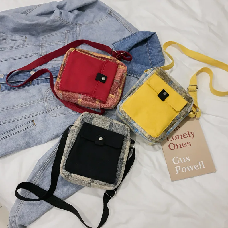 

Japanese-style INS Students Joint GIRL'S Versatile Shoulder Bag Literature And Art WOMEN'S Bag South Korea Soft Girl Plaid Contr