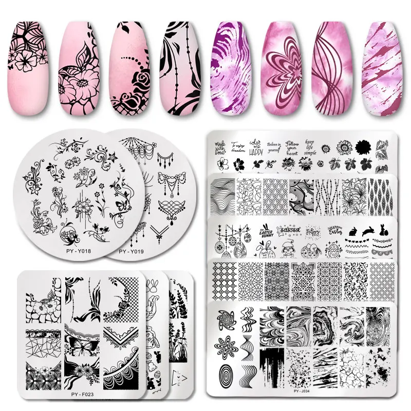 PICT YOU Nail Stamping Plates Flowers Marble Animals Stamp Plate ...