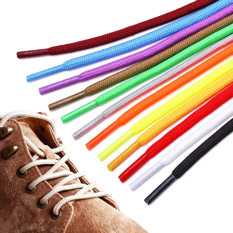 1Pair Round Solid Shoelaces Top Quality Polyester Shoes Lace Solid Classic Round Shoelace 50cm,80cm,100cm,120cm Zippers Fabric & Sewing Supplies