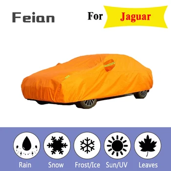 

Full Reflective strip Car Covers Snow Ice Dust Wind Sunshade UV Cover Foldable Car Outdoor orange Protector Cover for Jaguar
